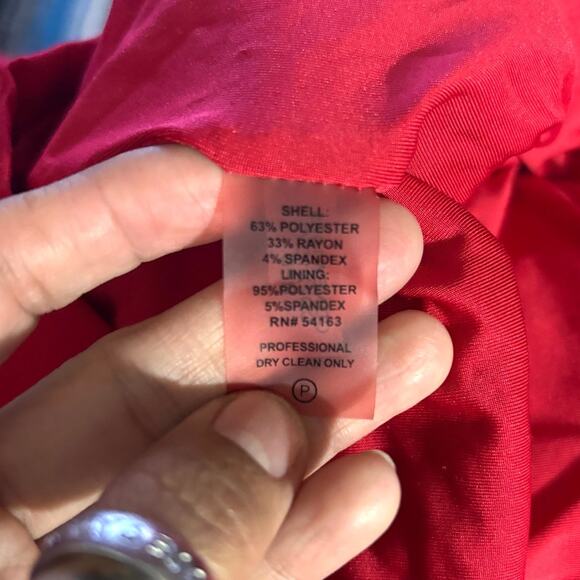 Red Calvin Klein Sleeveless Dress Sz 14 Ruched Front Lined Women's - Picture 6 of 16